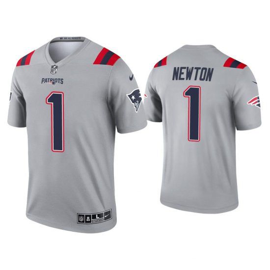 Men New England Patriots #1 Cam Newton Nike Grey Inverted Legend NFL Jersey